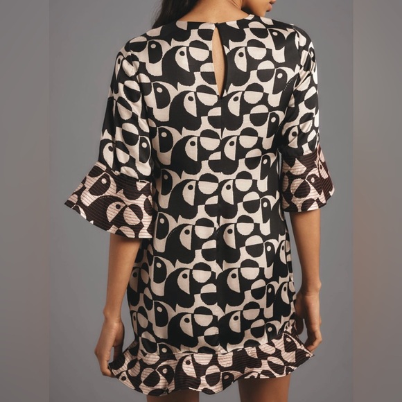 Farm Rio Geometric Toucan Flounce Mini Dress, Size XS - Picture 3 of 13